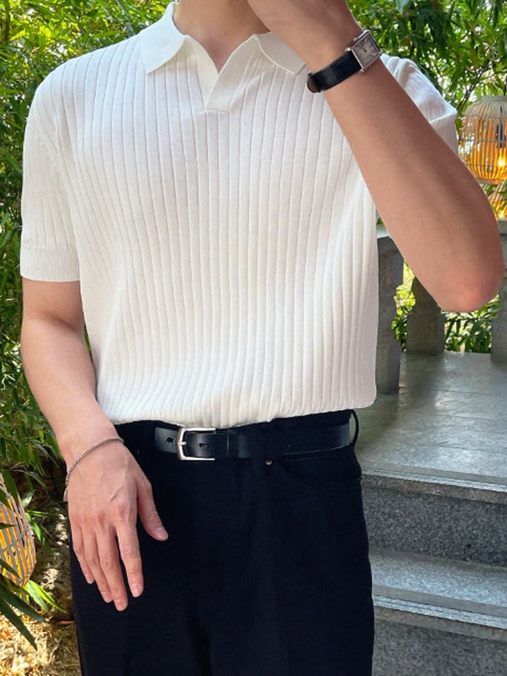 Ribbed Knitted Polo