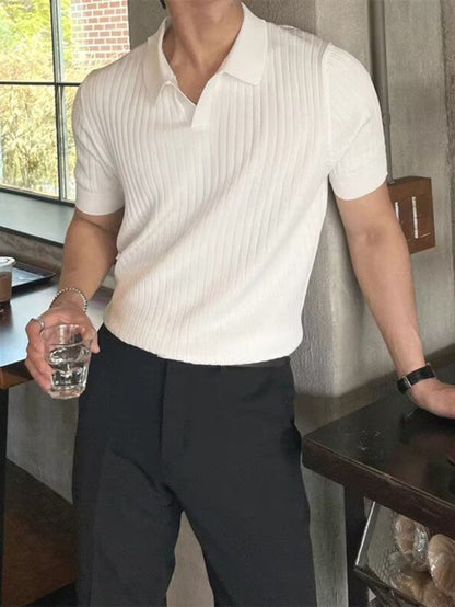Ribbed Knitted Polo
